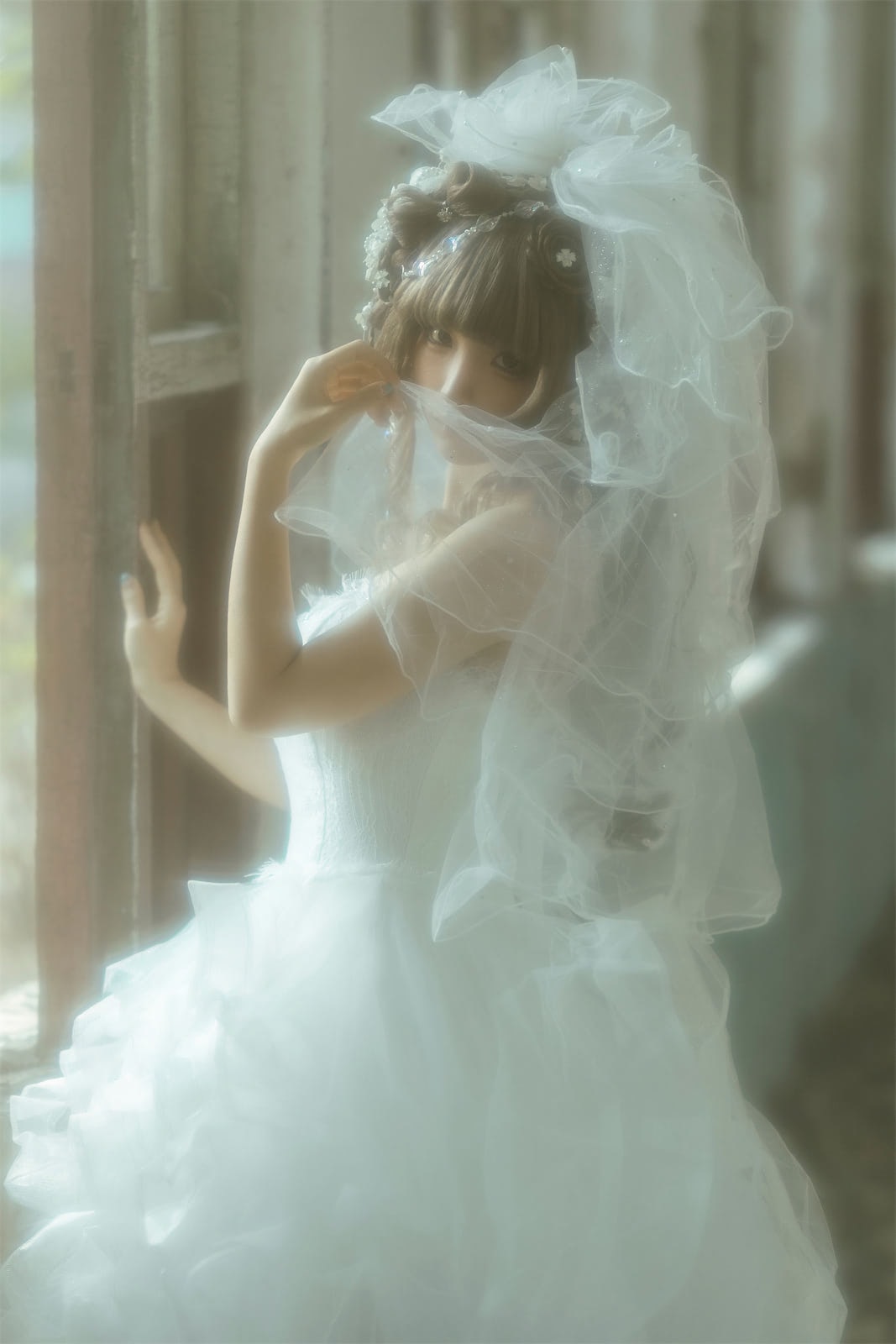 「蠢沫沫婚纱捆绑束缚美学61P」纯白蕾丝×暗调绳索｜光影叙事艺术写真合集